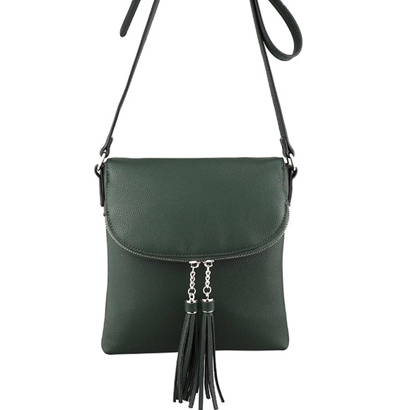 Vegan Medium Crossbody Handbag with Tassel - Picture 1 of 7